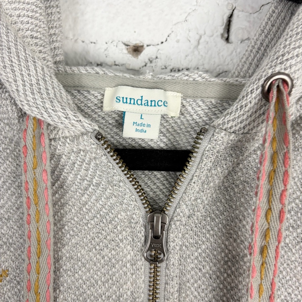Sundance Annabeth Zip Embroidered Grey Floral Rose Hoodie Jacket Large - Picture 7 of 11